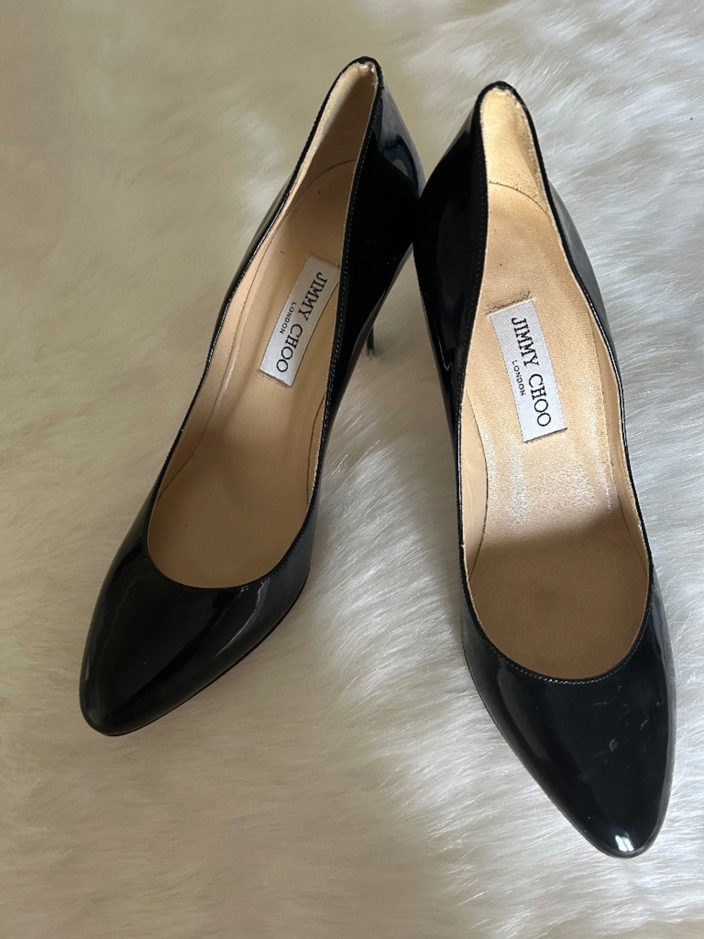Jimmy Choo Black Patent Leather Pointed-Toe Pumps